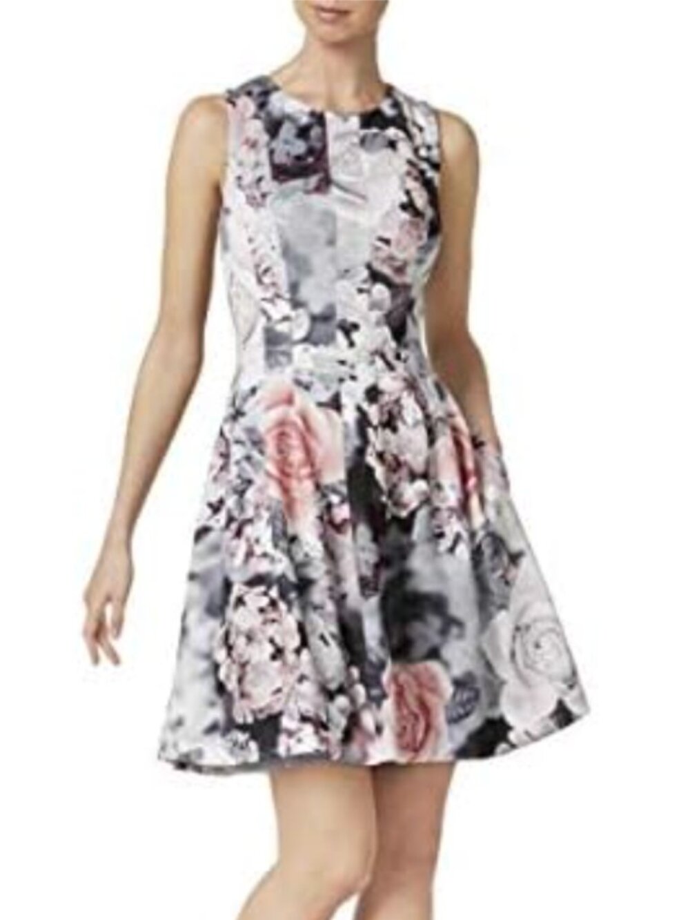 Calvin Klein Floral Photo-Print Pleated Fit-and-Flare Dress | size 4